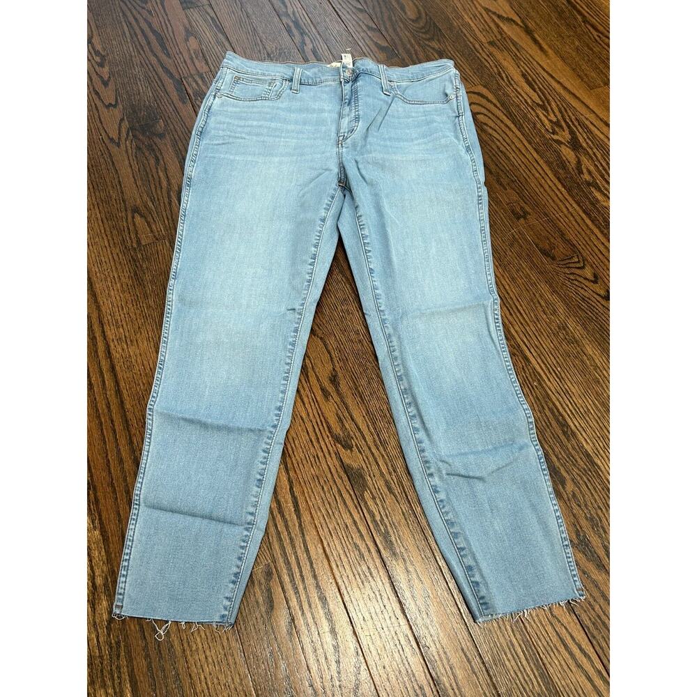 Madewell Women's Blue Denim Light Wash 10" High Rise Skinny‎ Crop Jeans Size 32